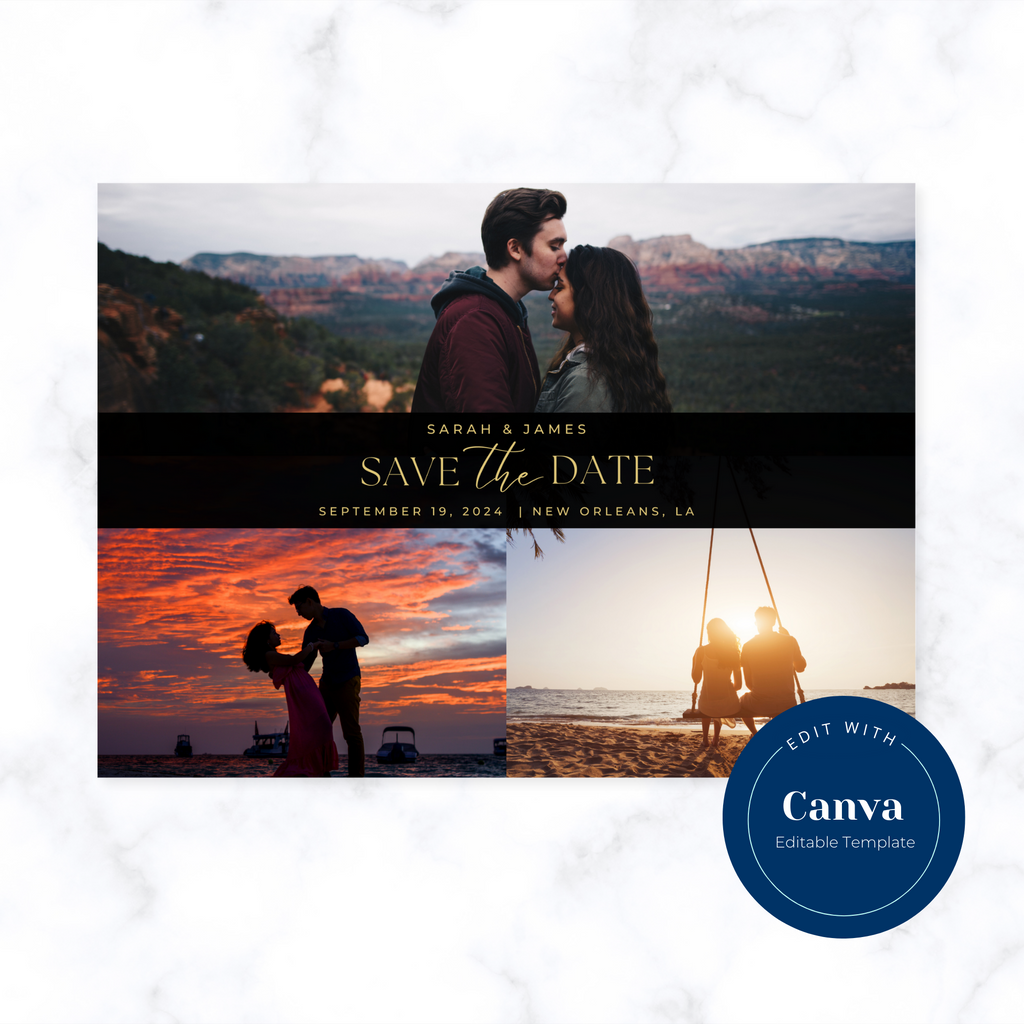 Save The Date Template Photo Collage | Editable Template