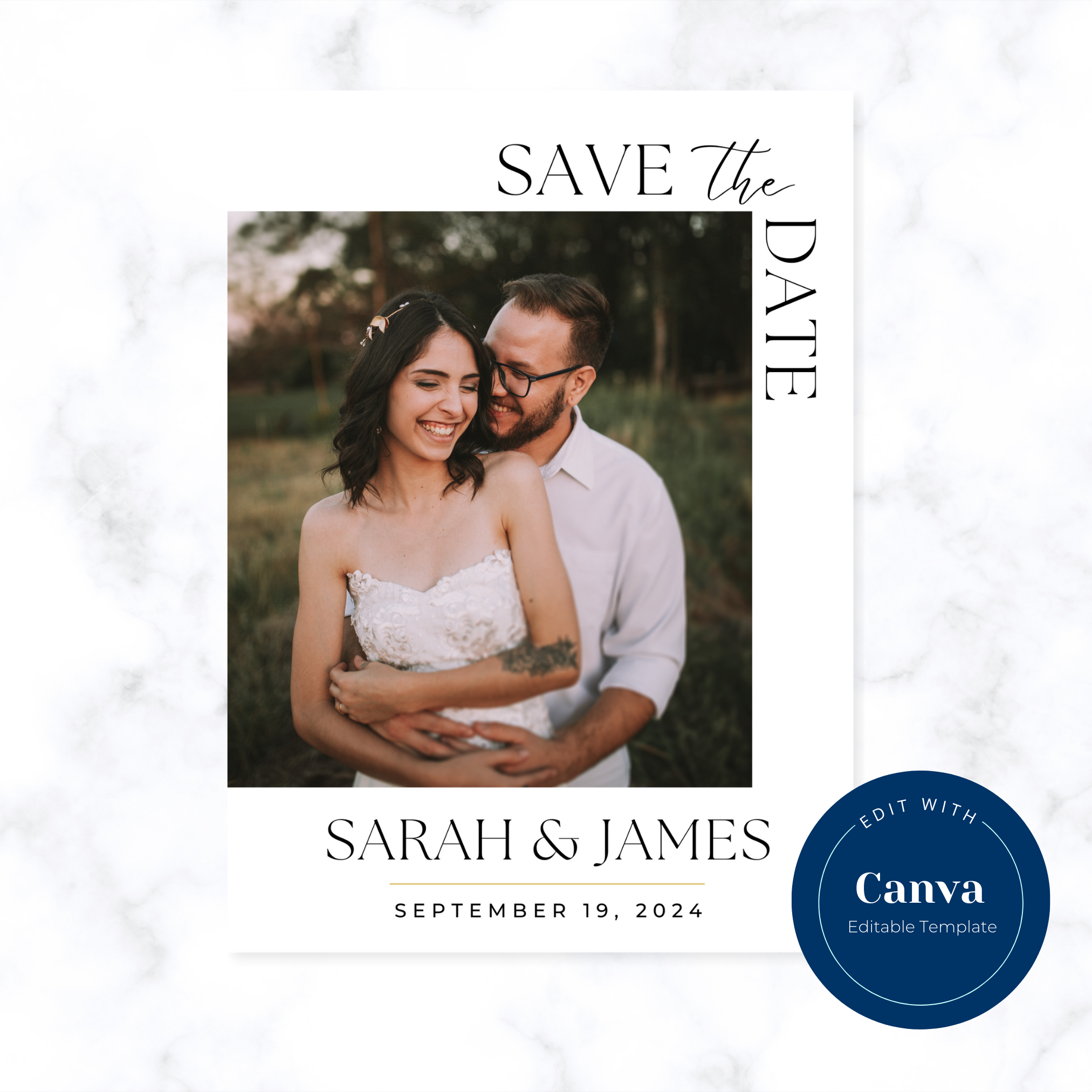 Save The Date Template with Two Images (Double Sided)