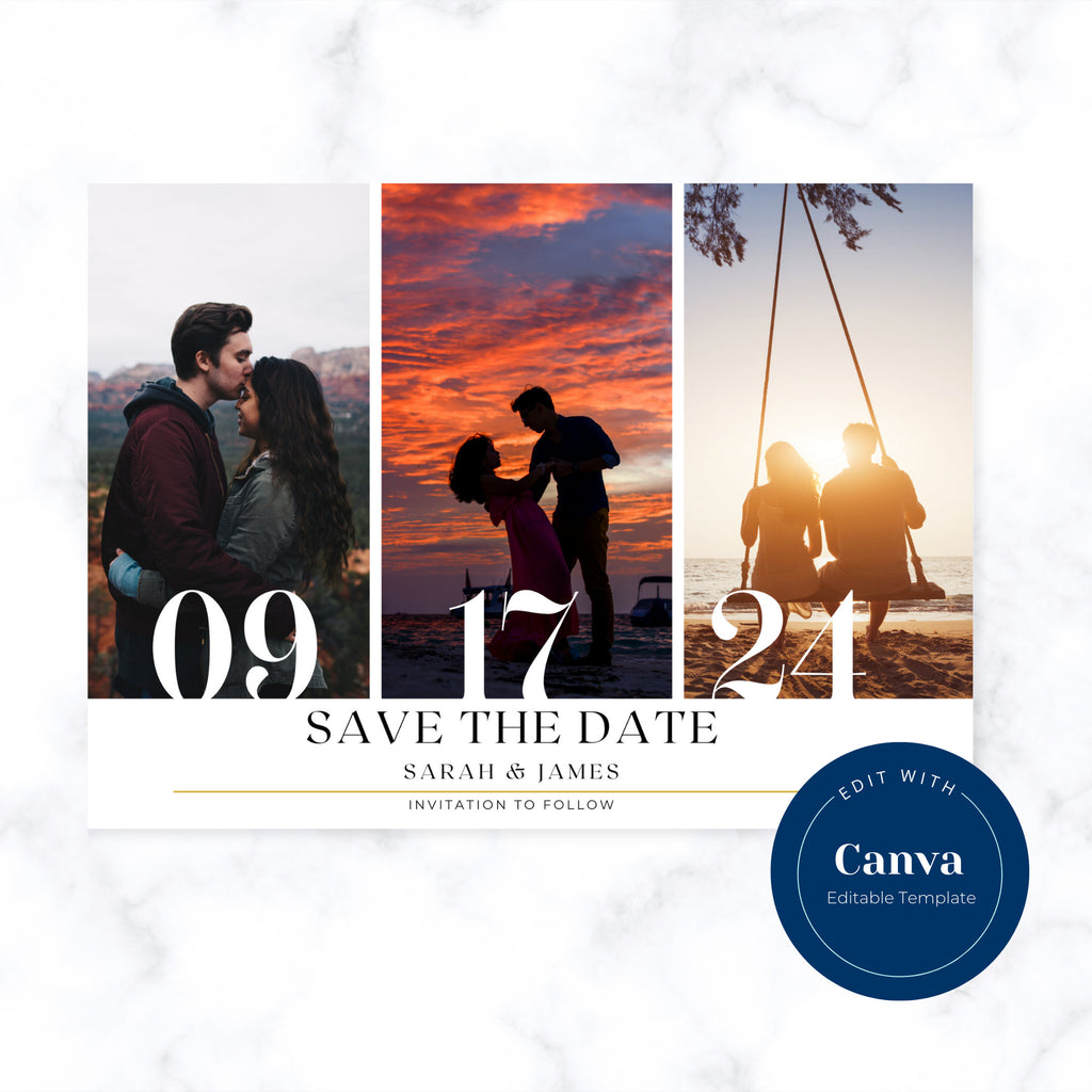 Save The Date Template Photo Collage | Editable Template