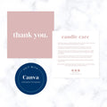 Thank you Candle Care Card (Horizontal) 5 x 5, Editable or Printable Business Package Insert Card Canva Template